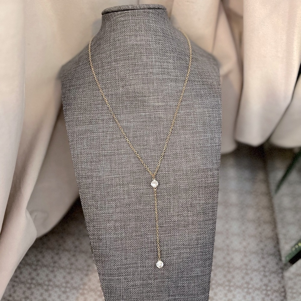 LARIAT CZ Necklace | Gold
